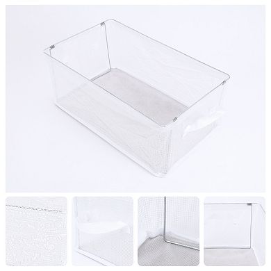 2 Pcs Storage Cube, Clear Storage Bin with Handles for Shelves Closet, Basket for Organizing Clothes