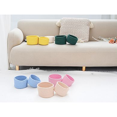 2 Pcs Woven Storage Basket, Shelf Closet Storage Bin for Key Tray Bowl for Entryway Desk