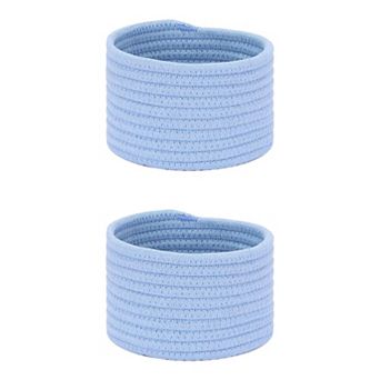 2 pc Woven Storage Basket, Shelf Closet Storage Bin for Key Tray Bowl for Entryway Desk