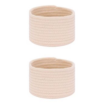 2 pc Woven Storage Basket, Shelf Closet Storage Bin for Key Tray Bowl for Entryway Desk