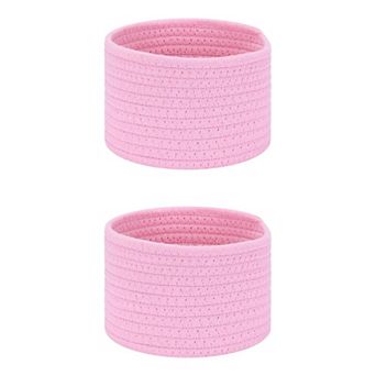 2 pc Woven Storage Basket, Shelf Closet Storage Bin for Key Tray Bowl for Entryway Desk