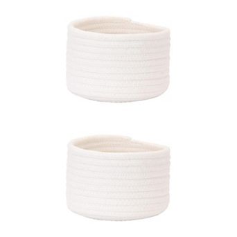 2 pc Woven Storage Basket, Shelf Closet Storage Bin for Key Tray Bowl for Entryway Desk