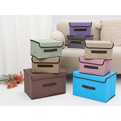2 Pcs Fabric Storage Bin Basket with Lid and Handle, Storage Cube for Organizing Clothes