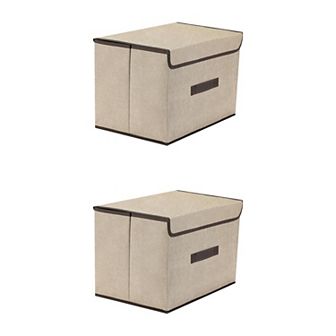 2 pc Fabric Storage Bin Basket with Lid and Handle, Storage Cube for Organizing Clothes
