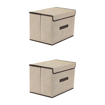 2 pc Fabric Storage Bin Basket with Lid and Handle, Storage Cube for Organizing Clothes