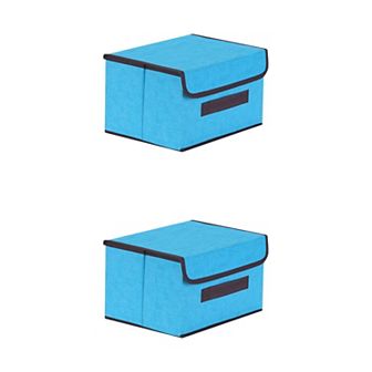 2 pc Fabric Storage Bin Basket with Lid and Handle, Storage Cube for Organizing Clothes