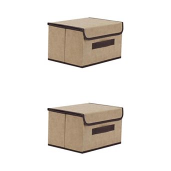 2 pc Fabric Storage Bin Basket with Lid and Handle, Storage Cube for Organizing Clothes
