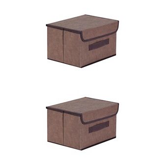 2 pc Fabric Storage Bin Basket with Lid and Handle, Storage Cube for Organizing Clothes