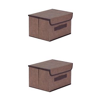 2 pc Fabric Storage Bin Basket with Lid and Handle, Storage Cube for Organizing Clothes