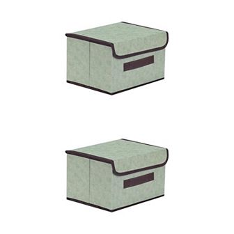 2 pc Fabric Storage Bin Basket with Lid and Handle, Storage Cube for Organizing Clothes