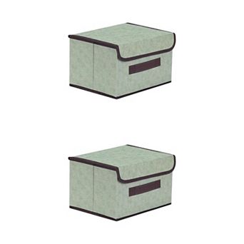 2 pc Fabric Storage Bin Basket with Lid and Handle, Storage Cube for Organizing Clothes