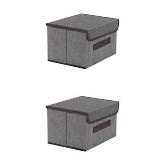 2 pc Fabric Storage Bin Basket with Lid and Handle, Storage Cube for Organizing Clothes