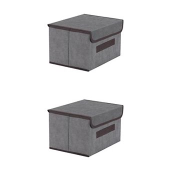 2 pc Fabric Storage Bin Basket with Lid and Handle, Storage Cube for Organizing Clothes