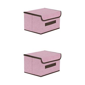 2 pc Fabric Storage Bin Basket with Lid and Handle, Storage Cube for Organizing Clothes