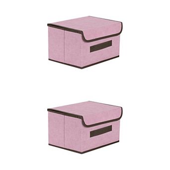 2 pc Fabric Storage Bin Basket with Lid and Handle, Storage Cube for Organizing Clothes