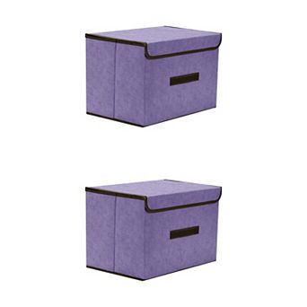 2 pc Fabric Storage Bin Basket with Lid and Handle, Storage Cube for Organizing Clothes