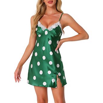 Womens Lingerie Lace Sleeveless Sleepdress Dot Group V Neck Lounge Dress