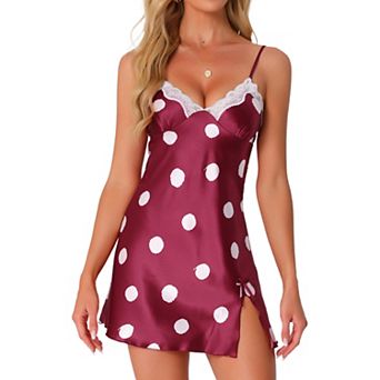 Womens Lingerie Lace Sleeveless Sleepdress Dot Group V Neck Lounge Dress