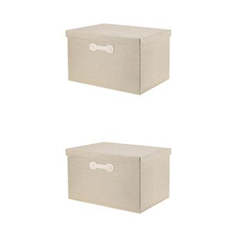 2 pc Storage Cube, Fabric Storage Bin with Lid and Handle for Shelves Closet, Basket