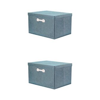 2 pc Storage Cube, Fabric Storage Bin with Lid and Handle for Shelves Closet, Basket