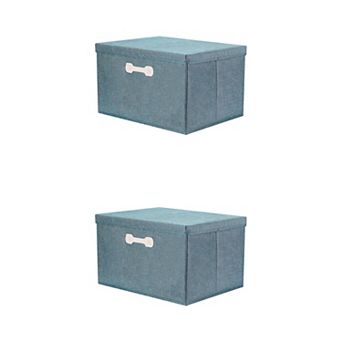 2 pc Storage Cube, Fabric Storage Bin with Lid and Handle for Shelves Closet, Basket