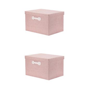 2 pc Storage Cube, Fabric Storage Bin with Lid and Handle for Shelves Closet, Basket