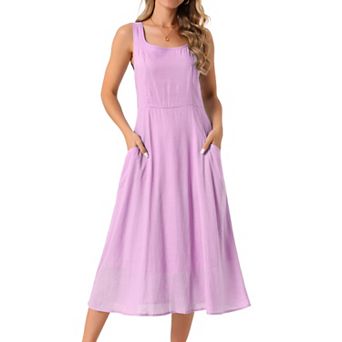 Women's Linen Dresses Summer Sleeveless Sundress Casual Loose Flowy Maxi Tank Beach Dress