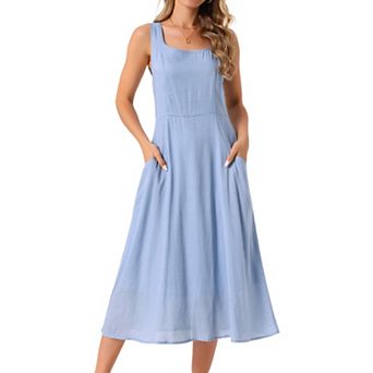 Women's Linen Dresses Summer Sleeveless Sundress Casual Loose Flowy Maxi Tank Beach Dress