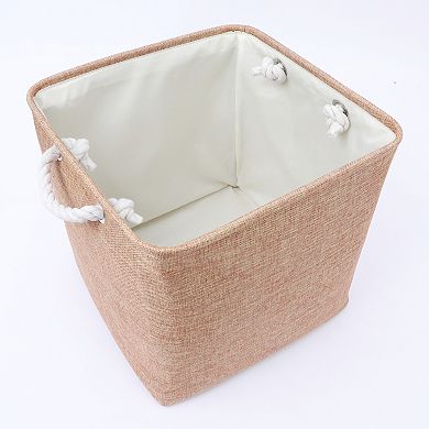 2 Pcs 13 Inch Square Fabric Storage Basket Bin with Handle, Storage Cube for Organizing Clothes