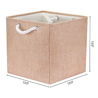 2 Pcs 13 Inch Square Fabric Storage Basket Bin with Handle, Storage Cube for Organizing Clothes