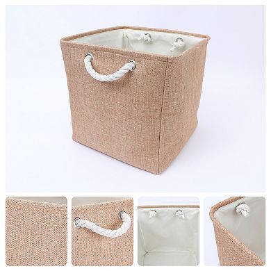 2 Pcs 13 Inch Square Fabric Storage Basket Bin with Handle, Storage Cube for Organizing Clothes