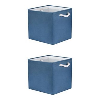 2 pc 13 Inch Square Fabric Storage Basket Bin with Handle, Storage Cube for Organizing Clothes