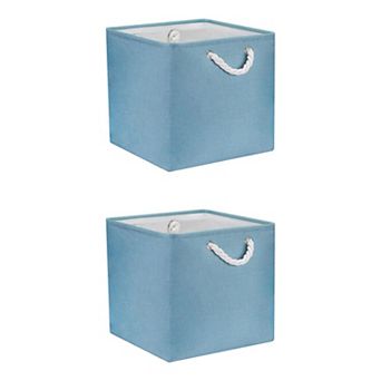 2 pc 13 Inch Square Fabric Storage Basket Bin with Handle, Storage Cube for Organizing Clothes