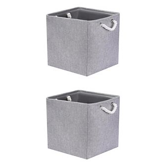 2 pc 13 Inch Square Fabric Storage Basket Bin with Handle, Storage Cube for Organizing Clothes