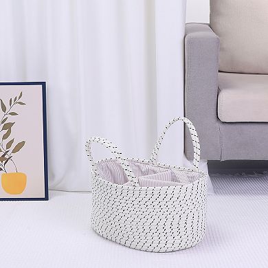 2 Pcs Woven Storage Basket, Shelf Closet Storage Bin for Blankets, Organizer Bin with Handles