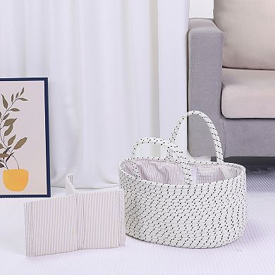 2 Pcs Woven Storage Basket, Shelf Closet Storage Bin for Blankets, Organizer Bin with Handles