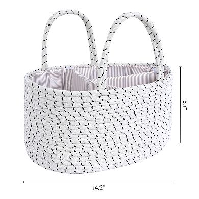 2 Pcs Woven Storage Basket, Shelf Closet Storage Bin for Blankets, Organizer Bin with Handles