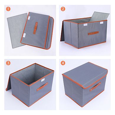 2 Pcs Storage Cube, Fabric Storage Bin with Handles and Lid, Storage Basket for Organizing Cloth