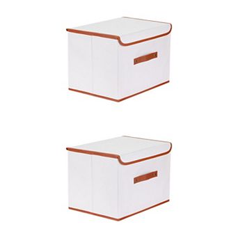 2 pc Storage Cube, Fabric Storage Bin with Handles and Lid, Storage Basket for Organizing Cloth