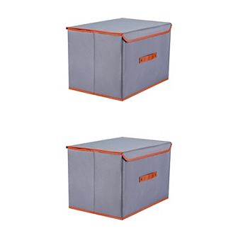2 pc Storage Cube, Fabric Storage Bin with Handles and Lid, Storage Basket for Organizing Cloth