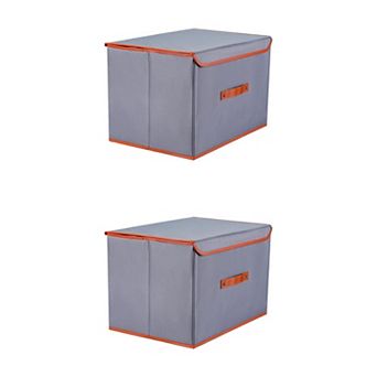 2 pc Storage Cube, Fabric Storage Bin with Handles and Lid, Storage Basket for Organizing Cloth