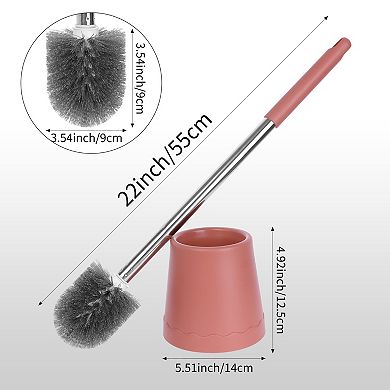 Toilet Brush Round Head Stainless Steel, Durable Grip Handle Compact Size 2Pcs