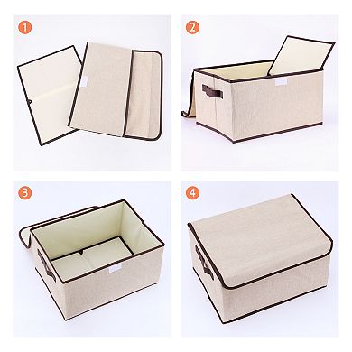 2 Pcs Fabric Storage Bin Cube with Handles and Lid for Shelves Closet, Storage Basket