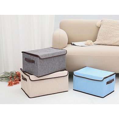 2 Pcs Fabric Storage Bin Cube with Handles and Lid for Shelves Closet, Storage Basket