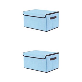 2 pc Fabric Storage Bin Cube with Handles and Lid for Shelves Closet, Storage Basket