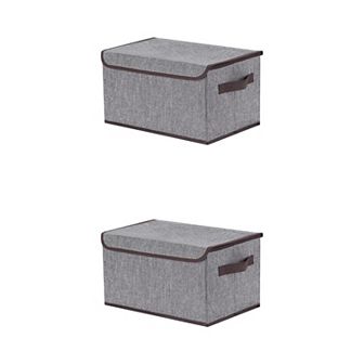 2 pc Fabric Storage Bin Cube with Handles and Lid for Shelves Closet, Storage Basket