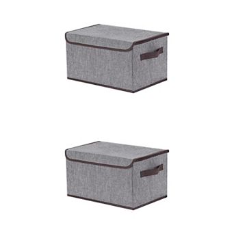 2 pc Fabric Storage Bin Cube with Handles and Lid for Shelves Closet, Storage Basket