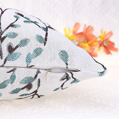 2 Pcs Classical Embroidery Jacquard Teal Decoration Throw Pillow Cover 24 x 24 Inch