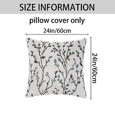 2 Pcs Classical Embroidery Jacquard Teal Decoration Throw Pillow Cover 24 x 24 Inch