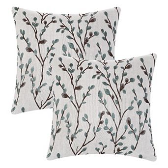 2 pc Classical Embroidery Jacquard Teal Decoration Throw Pillow Cover Pattern Pillow Cases 24" x 24"